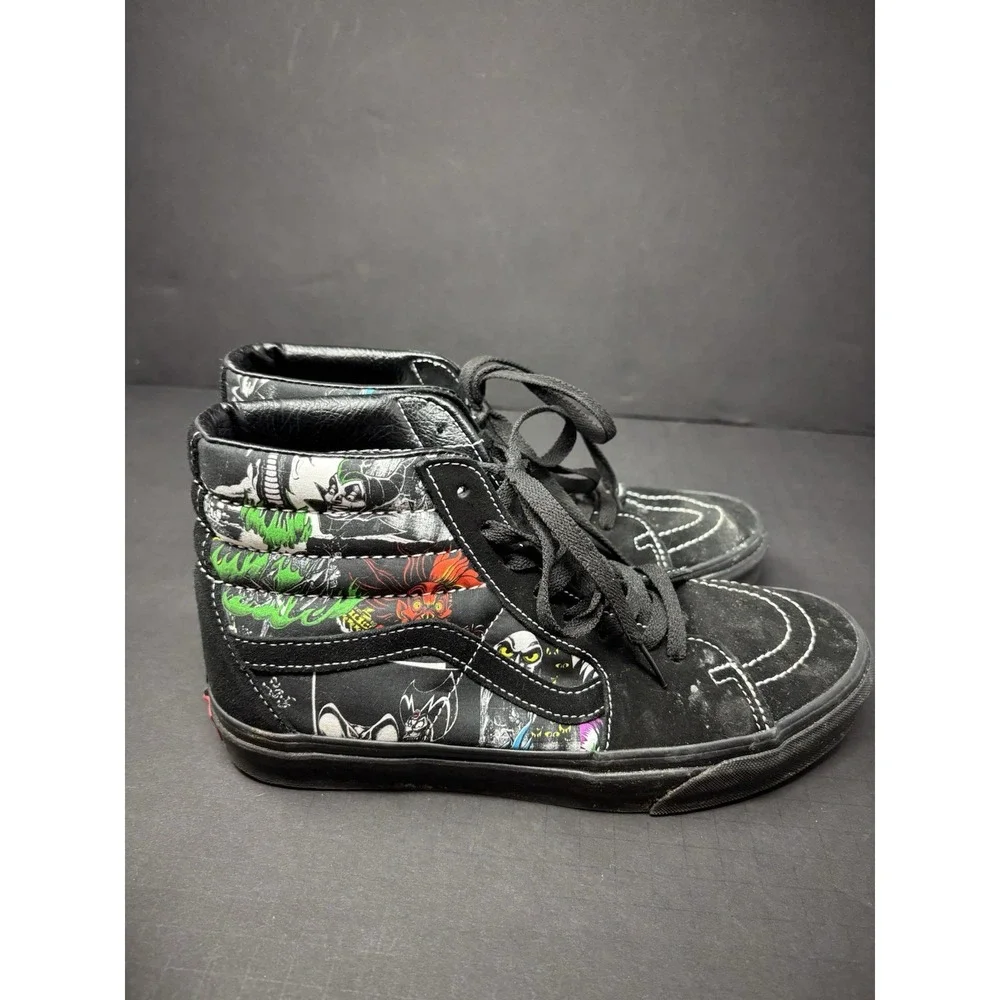 Vans Sk8-Hi Disney Villains Womens 9.5 Black Suede Skateboarding Sneakers‎ Shoes